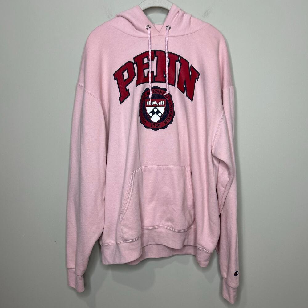 Champion University of Pennsylvania Pink Hoodie Sweatshirt Size L Penn
